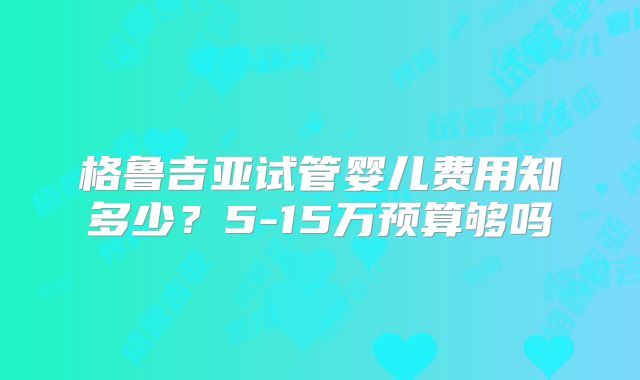 格鲁吉亚试管婴儿费用知多少？5-15万预算够吗