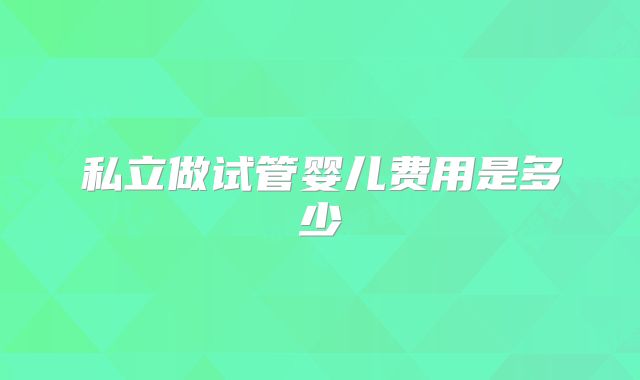 私立做试管婴儿费用是多少