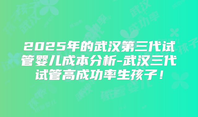 2025年的武汉第三代试管婴儿成本分析-武汉三代试管高成功率生孩子！