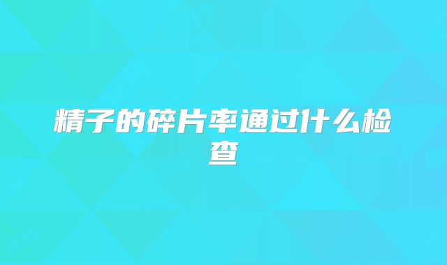 精子的碎片率通过什么检查