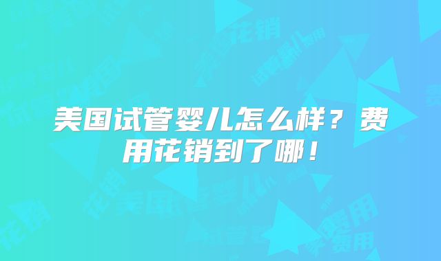 美国试管婴儿怎么样?费用花销到了哪!