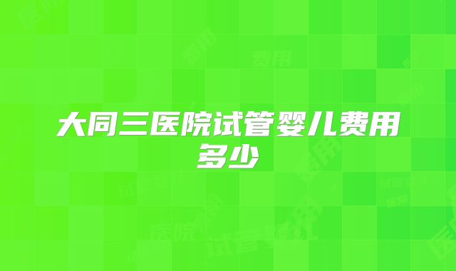 大同三医院试管婴儿费用多少