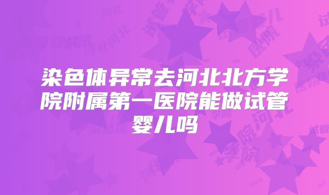 染色体异常去河北北方学院附属第一医院能做试管婴儿吗
