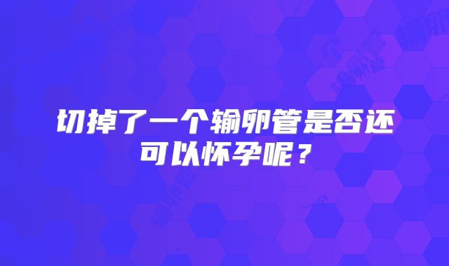 切掉了一个输卵管是否还可以怀孕呢?