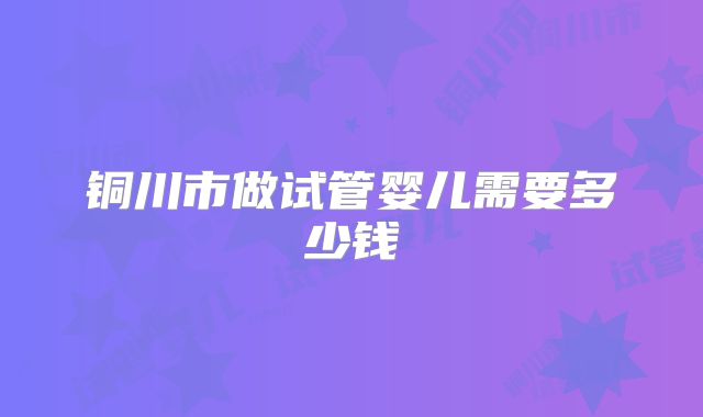 铜川市做试管婴儿需要多少钱