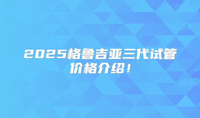 2025格鲁吉亚三代试管价格介绍!