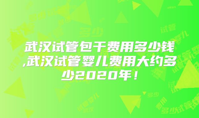 武汉试管包干费用多少钱,武汉试管婴儿费用大约多少2020年！