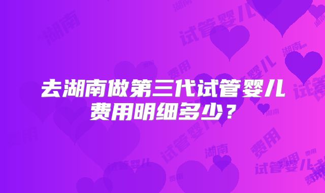 去湖南做第三代试管婴儿费用明细多少？