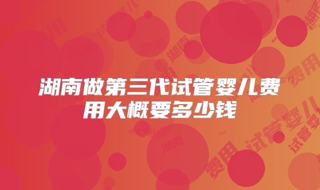 湖南做第三代试管婴儿费用大概要多少钱