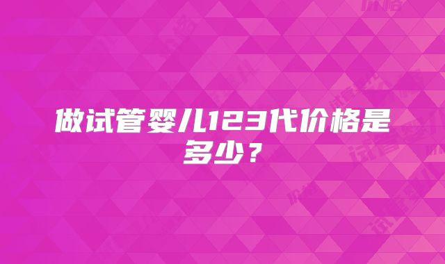 做试管婴儿123代价格是多少？
