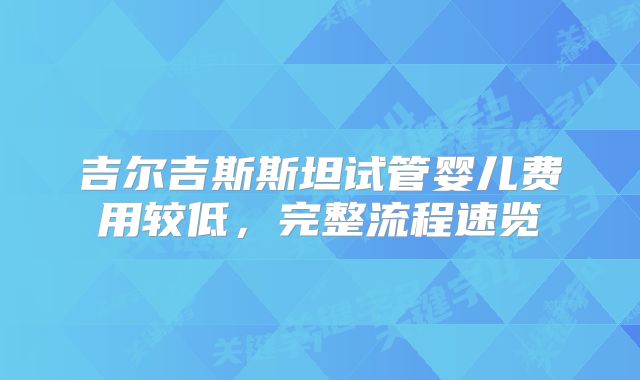 吉尔吉斯斯坦试管婴儿费用较低，完整流程速览