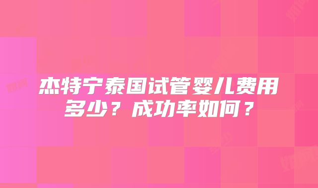 杰特宁泰国试管婴儿费用多少？成功率如何？
