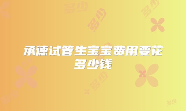 承德试管生宝宝费用要花多少钱