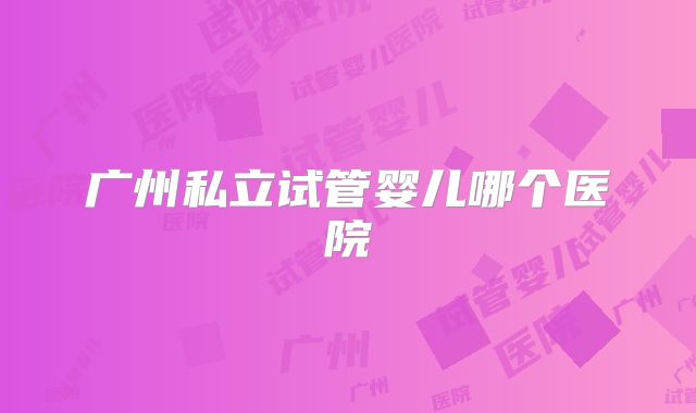 广州私立试管婴儿哪个医院
