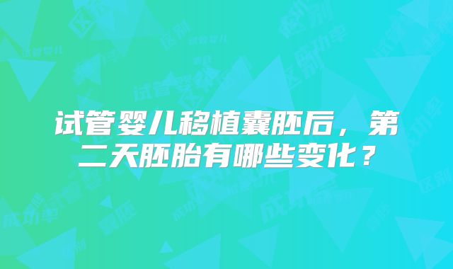 试管婴儿移植囊胚后,第二天胚胎有哪些变化?