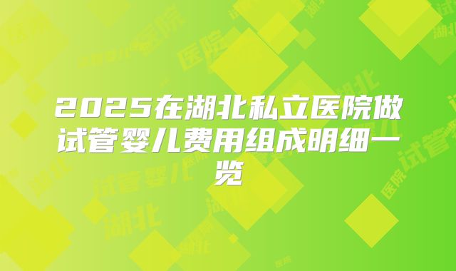 2025在湖北私立医院做试管婴儿费用组成明细一览