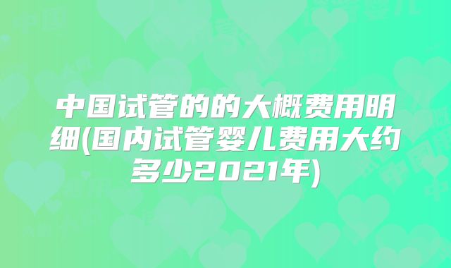 中国试管的的大概费用明细(国内试管婴儿费用大约多少2021年)