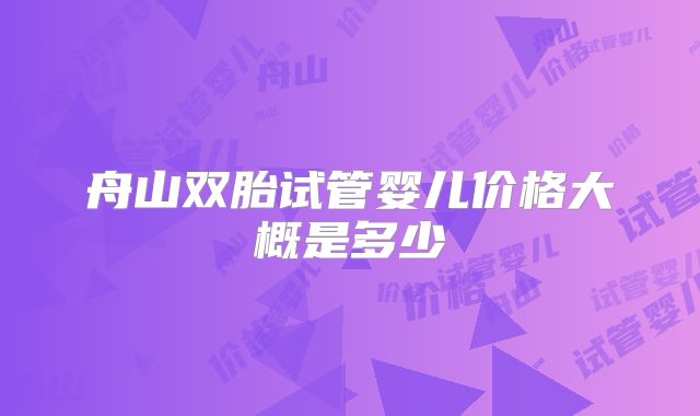 舟山双胎试管婴儿价格大概是多少