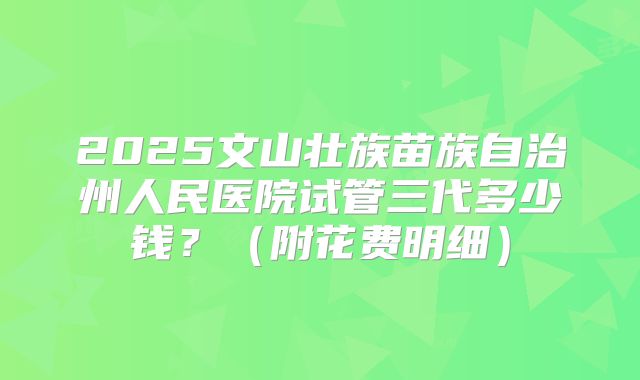 2025文山壮族苗族自治州人民医院试管三代多少钱？（附花费明细）