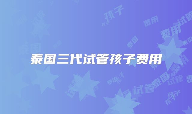 泰国三代试管孩子费用