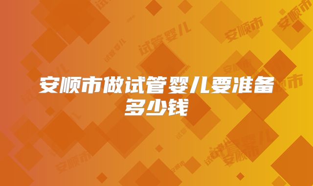 安顺市做试管婴儿要准备多少钱