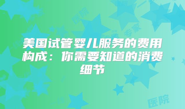 美国试管婴儿服务的费用构成：你需要知道的消费细节