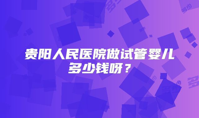 贵阳人民医院做试管婴儿多少钱呀？