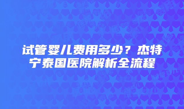 试管婴儿费用多少？杰特宁泰国医院解析全流程