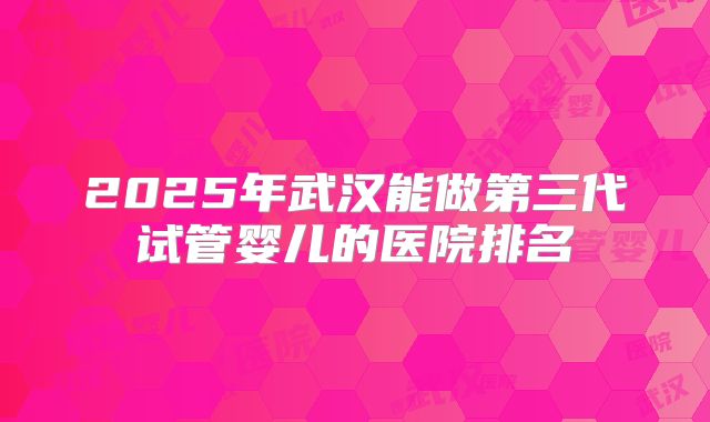 2025年武汉能做第三代试管婴儿的医院排名