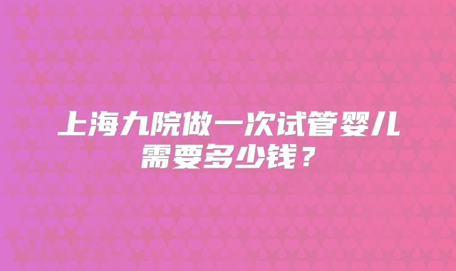 上海九院做一次试管婴儿需要多少钱?