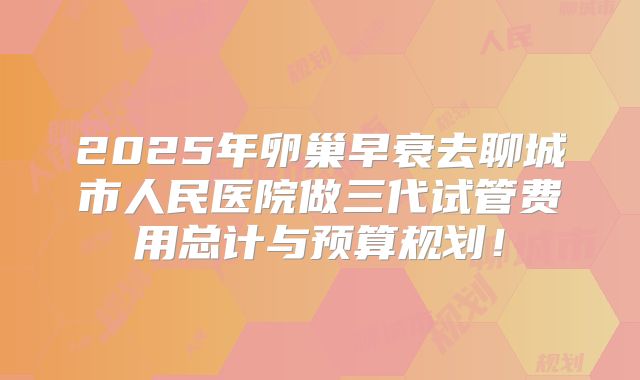 2025年卵巢早衰去聊城市人民医院做三代试管费用总计与预算规划！