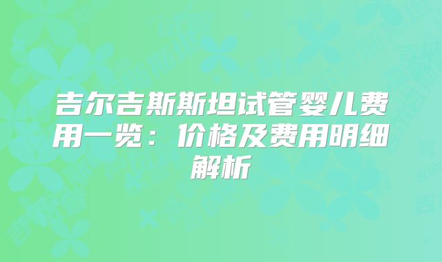 吉尔吉斯斯坦试管婴儿费用一览:价格及费用明细解析