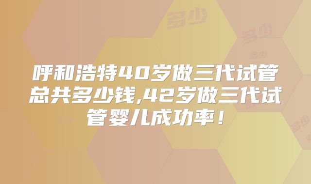 呼和浩特40岁做三代试管总共多少钱,42岁做三代试管婴儿成功率！