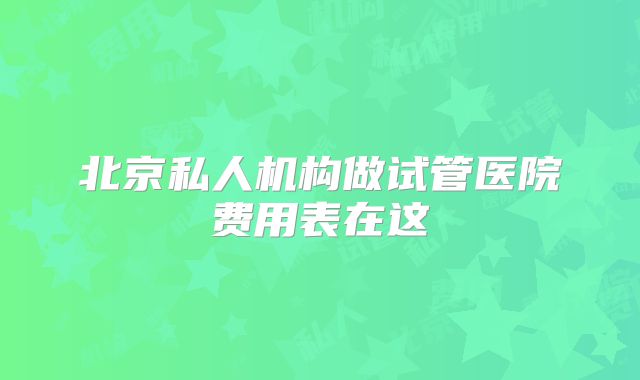 北京私人机构做试管医院费用表在这