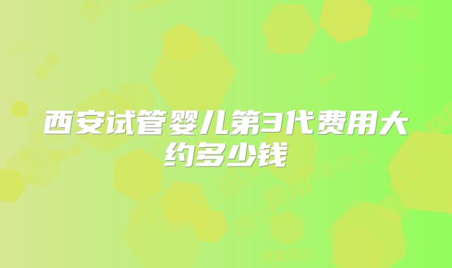 西安试管婴儿第3代费用大约多少钱