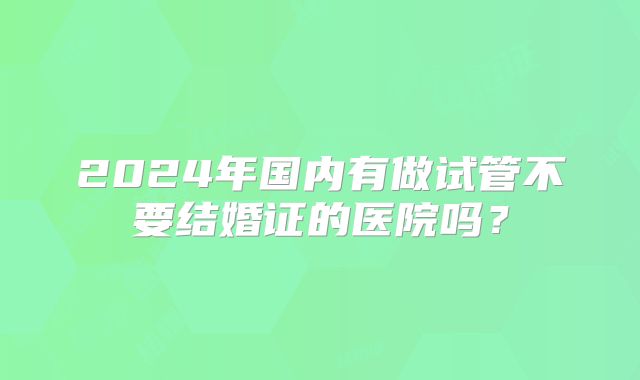 2024年国内有做试管不要结婚证的医院吗?