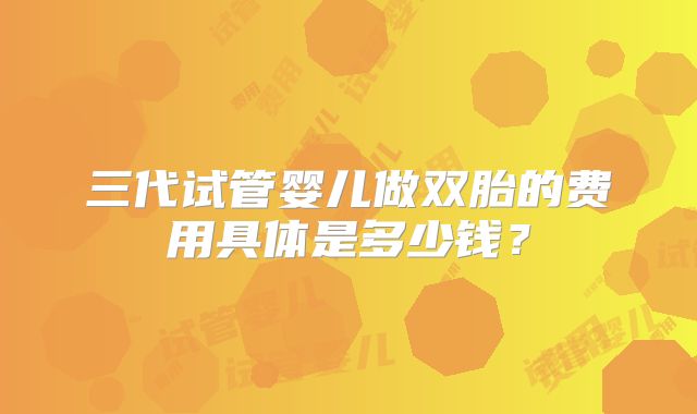 三代试管婴儿做双胎的费用具体是多少钱？