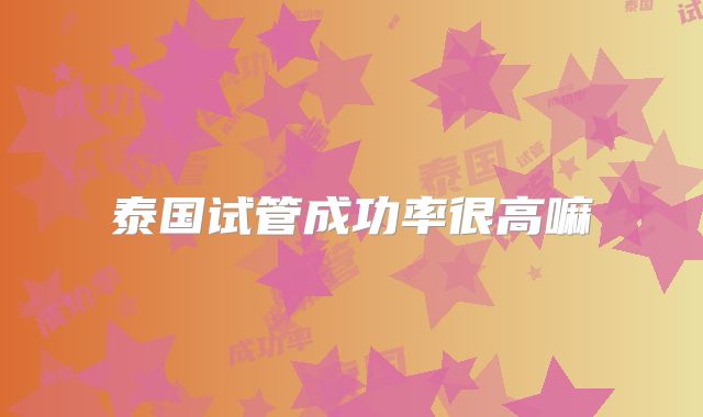 泰国试管成功率很高嘛