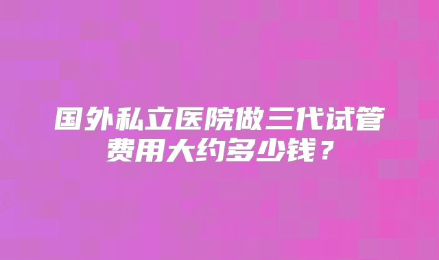 国外私立医院做三代试管费用大约多少钱?