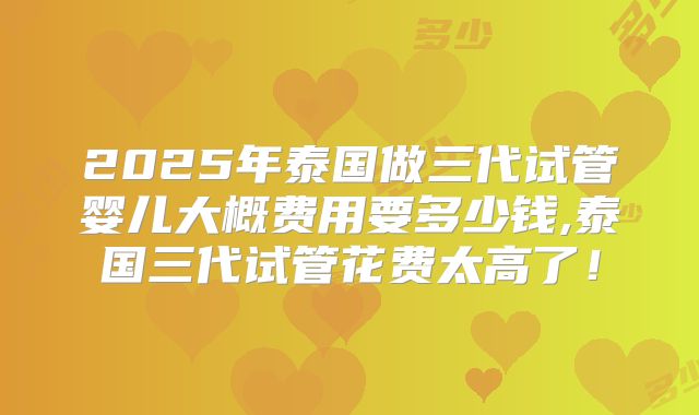 2025年泰国做三代试管婴儿大概费用要多少钱,泰国三代试管花费太高了!