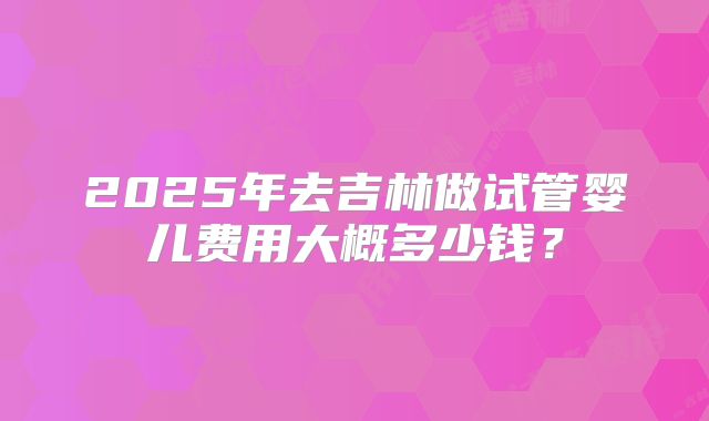 2025年去吉林做试管婴儿费用大概多少钱？