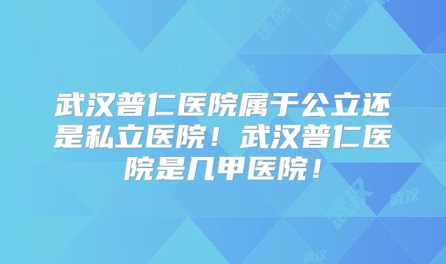 武汉普仁医院属于公立还是私立医院!武汉普仁医院是几甲医院!