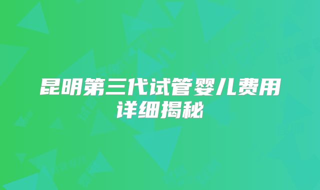 昆明第三代试管婴儿费用详细揭秘