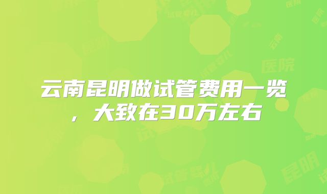 云南昆明做试管费用一览，大致在30万左右