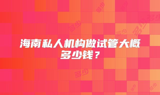 海南私人机构做试管大概多少钱？