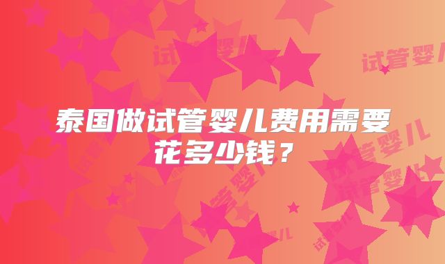 泰国做试管婴儿费用需要花多少钱？