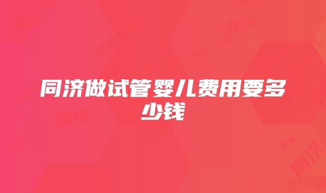 同济做试管婴儿费用要多少钱