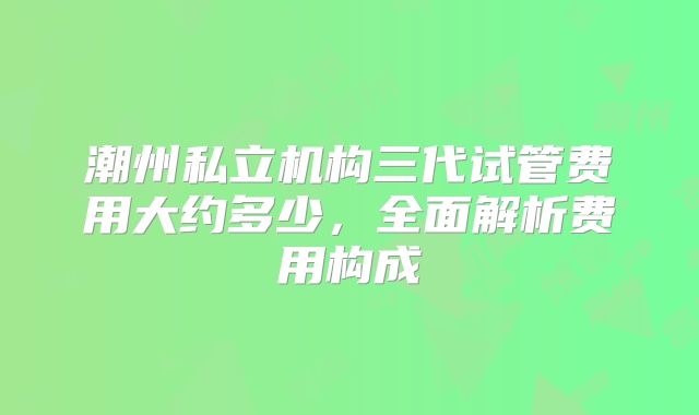 潮州私立机构三代试管费用大约多少,全面解析费用构成
