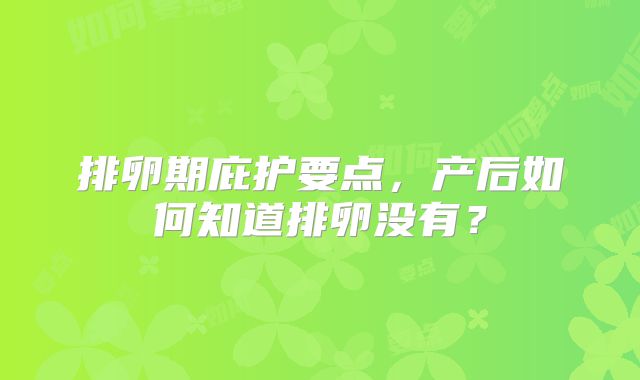 排卵期庇护要点，产后如何知道排卵没有？