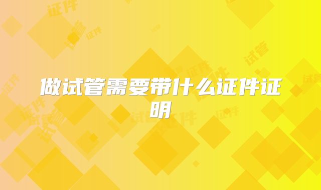 做试管需要带什么证件证明